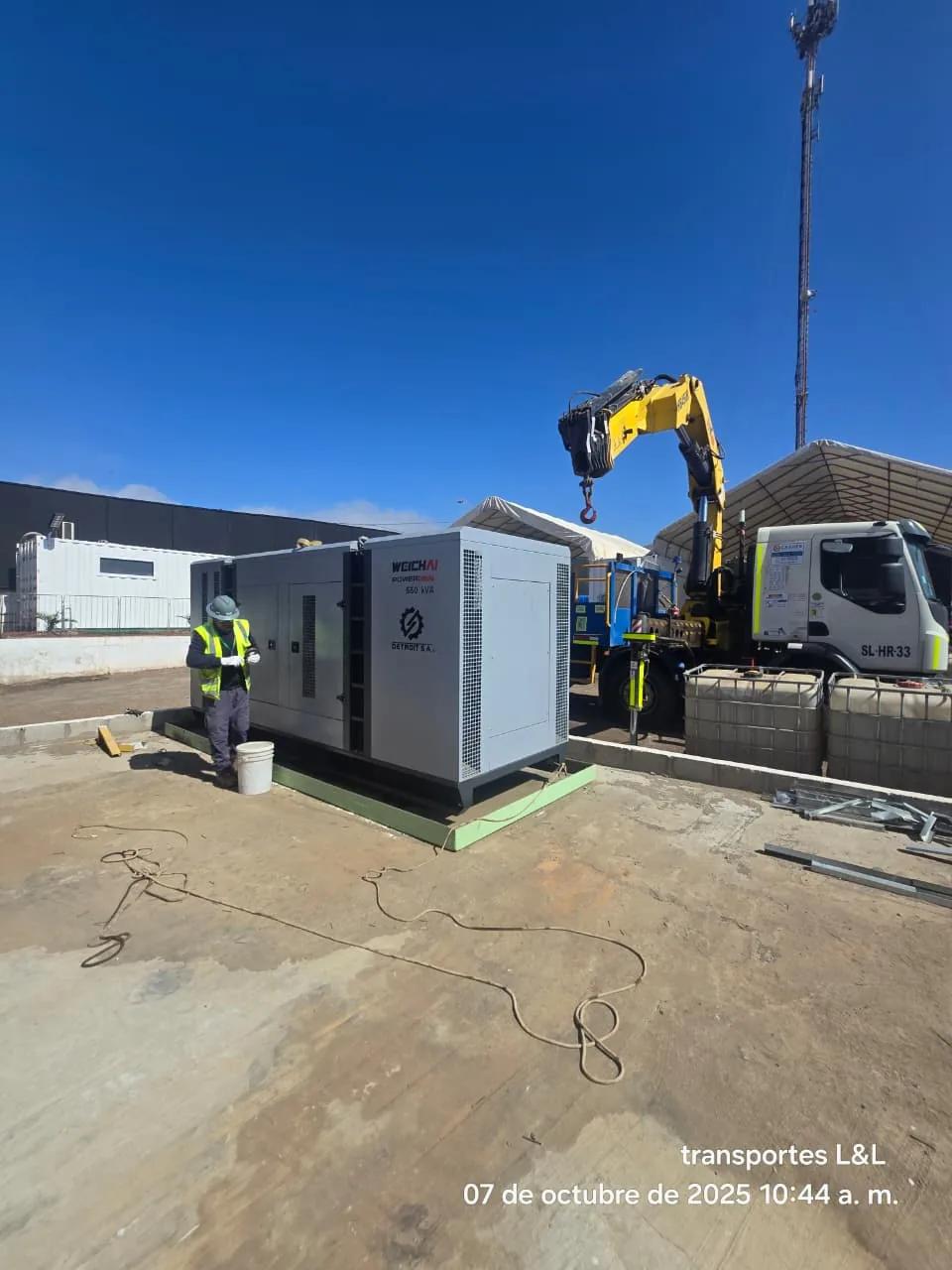Traslado e instalación de generador industrial